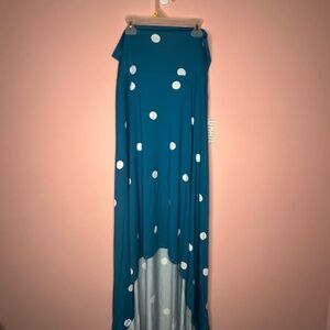 NWT LuLaRoe Olivia Blue and White High-Low Skirt